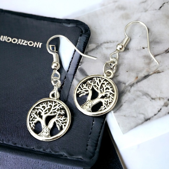 5 For $25💫Silver Tree of Life Dangles Earrings - Picture 1 of 3